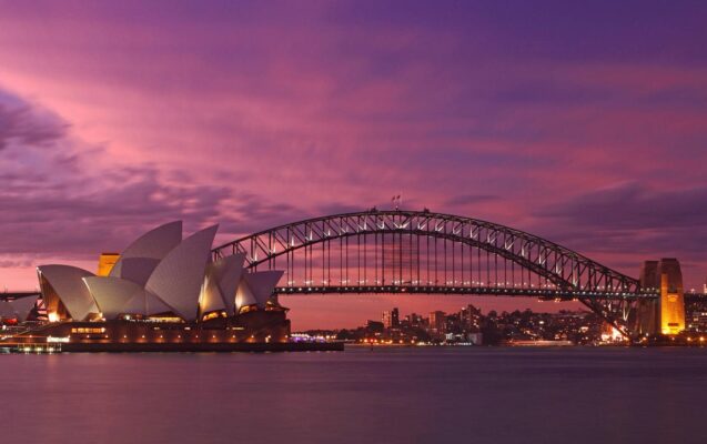 Sunset at opera house sydney