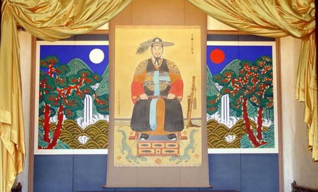 Lukisan Raja Jeongjo dari Dinasti Joseon di Benteng Hwaseong, Korea Selatan.