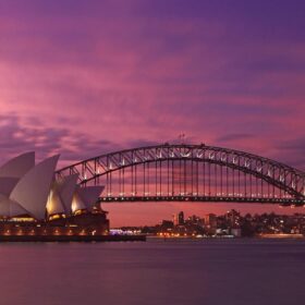 Sunset at opera house sydney
