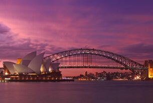Sunset at opera house sydney